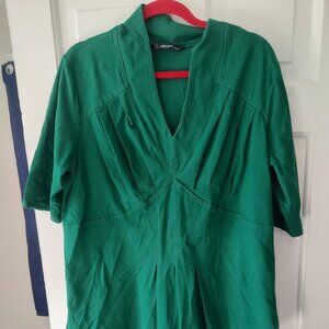 eShakti Green Jersey Knit Peplum Top